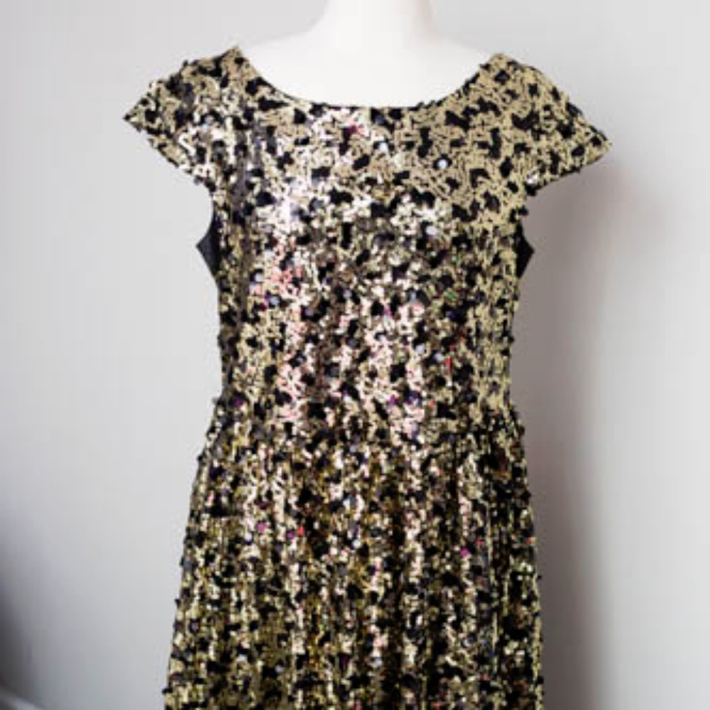 Black and Gold Sequin Dress